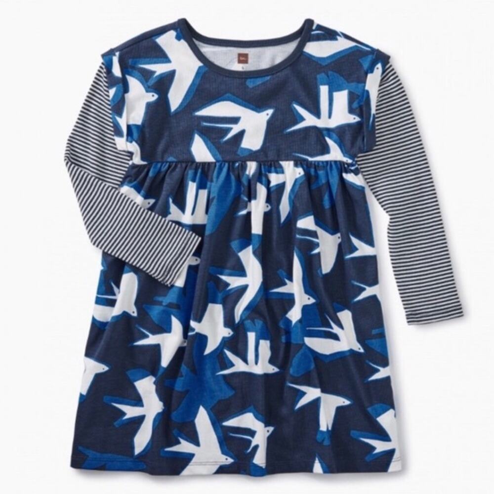 Tea Collection Layered Sleeve Dress Sea Bird Bird Print NWT | 3T